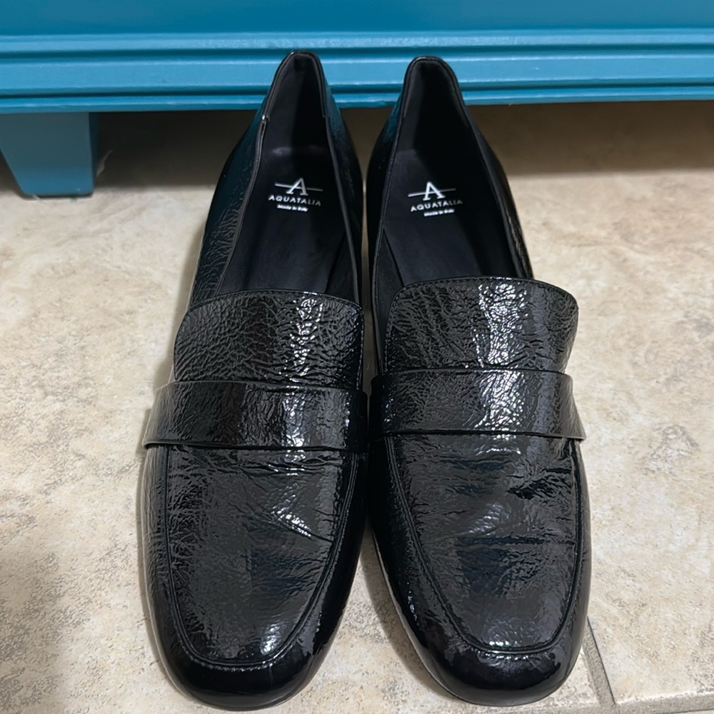 AQUATALIA Tamry Patent Heeled Loafers Size 11